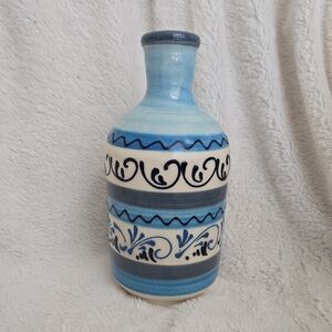 Handpainted Pottery Floral Vase Made In Spain Handmade Art Vase